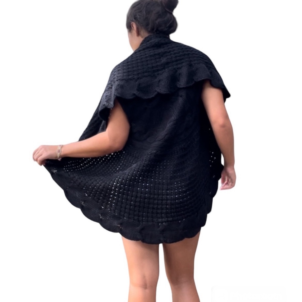 Quinn Women's Black Crochet Shrug Cardigan, SIZE: L